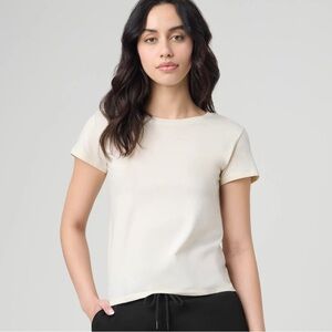 Florence by Mills Women’s “90’s Tee” Cream Cotton T-Shirt in Jet Stream